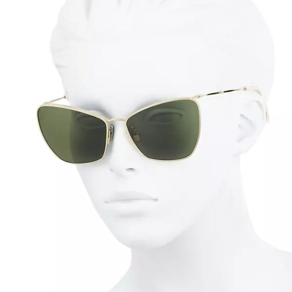 CELINE CL40069U Cat Eye White Coated Metal Mirrored Gray Lenses Sunglasses - Picture 1 of 9